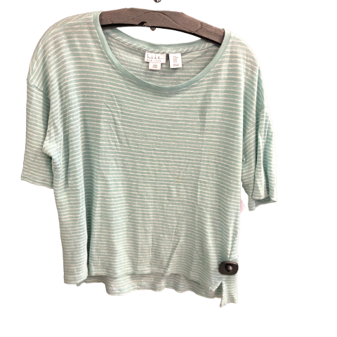 Green & White Top Short Sleeve Nicole Miller, Size M