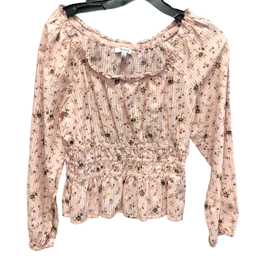 Pink Top Long Sleeve Designer Madewell, Size Xs