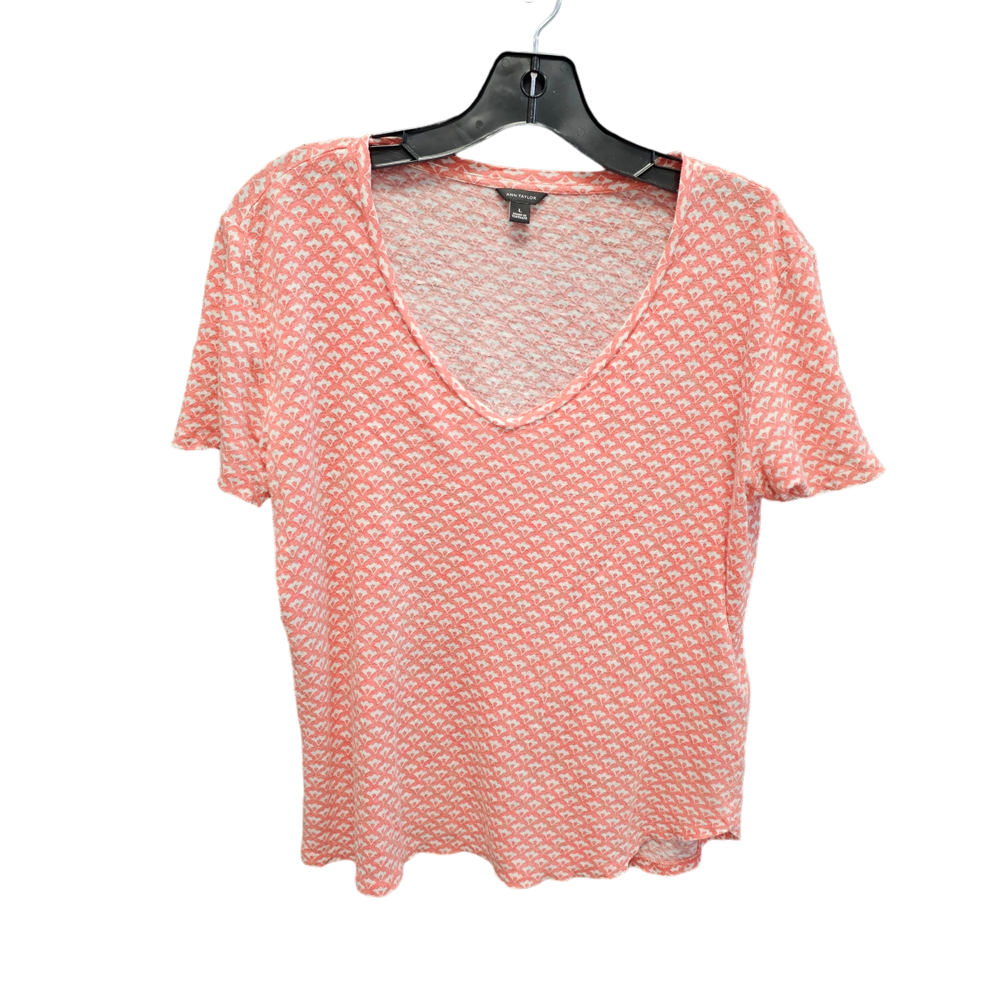 Pink & White Top Short Sleeve Ann Taylor, Size L