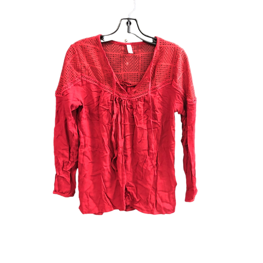 Red Top Long Sleeve Clothes Mentor, Size M