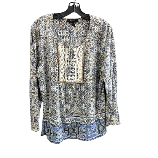 Top Long Sleeve By Style And Company In Blue & White, Size: Xl