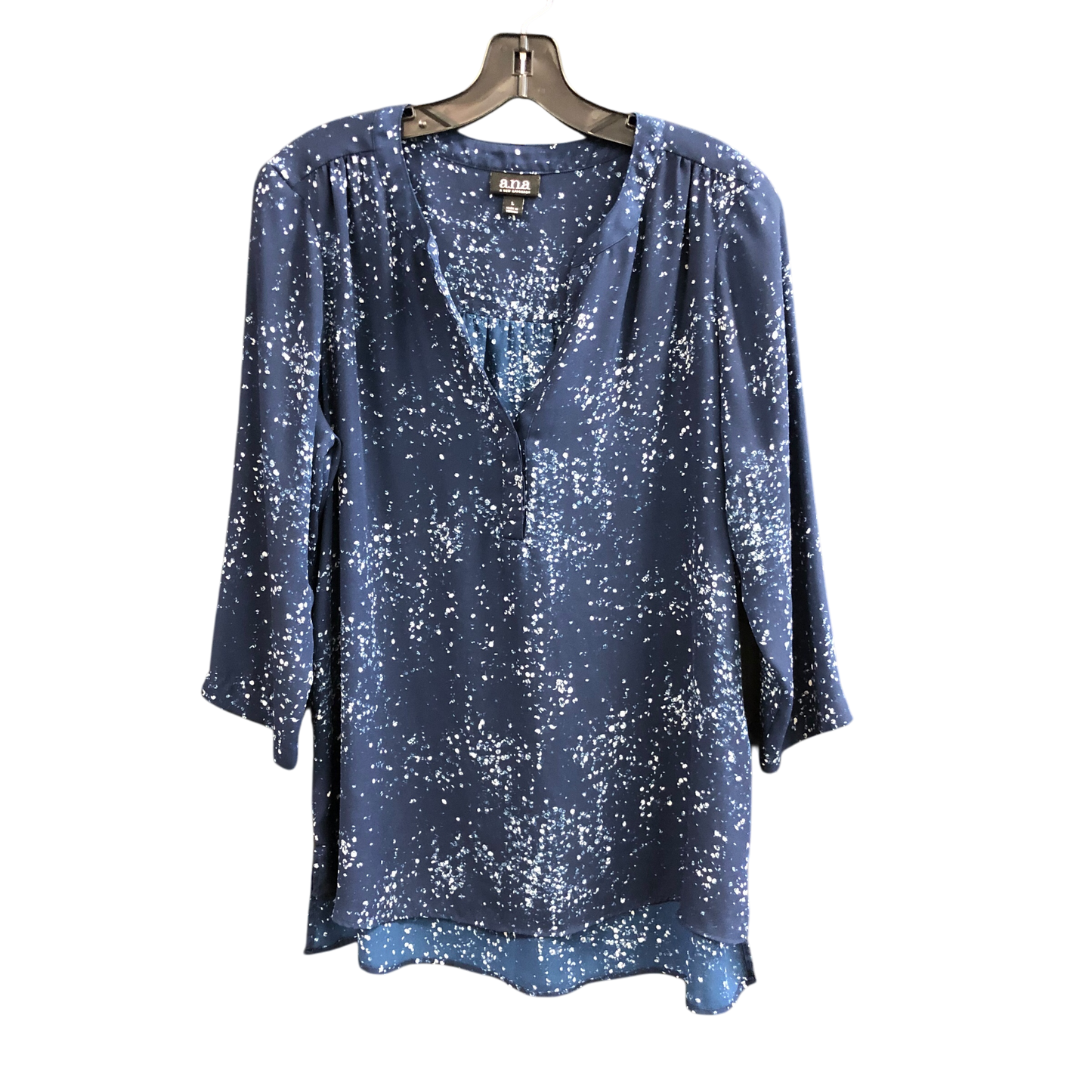 Top Long Sleeve By Ana In Blue & White, Size: L