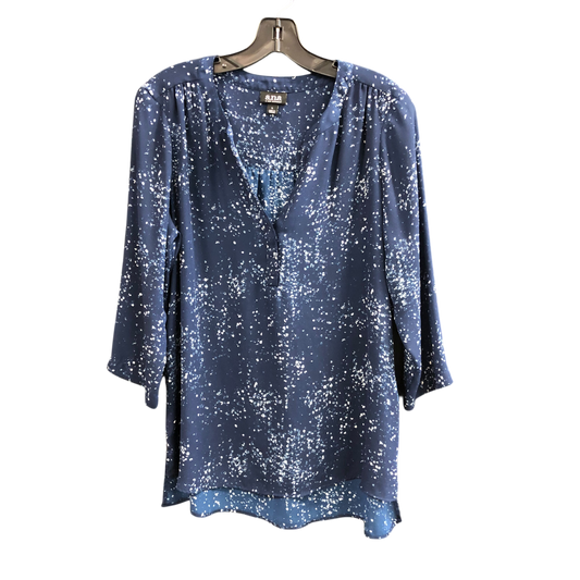 Top Long Sleeve By Ana In Blue & White, Size: L