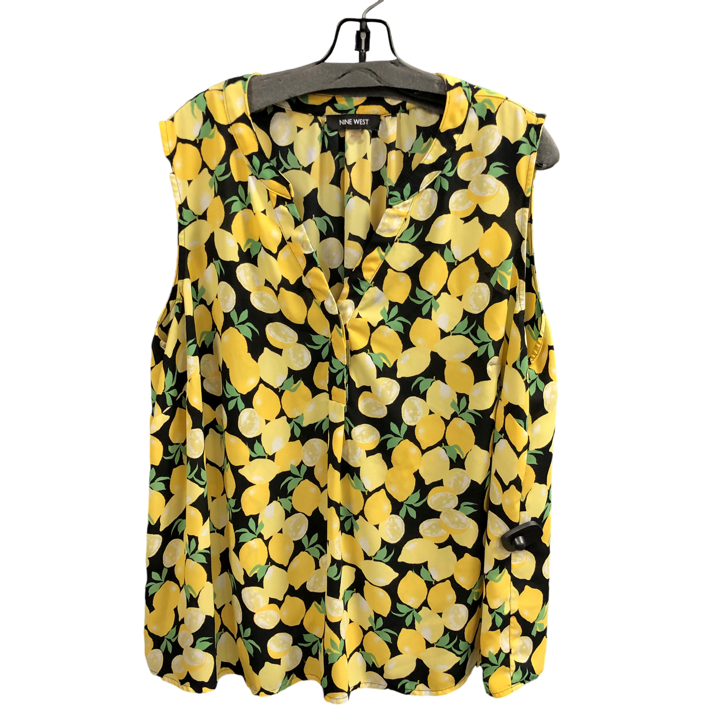 Top Sleeveless By Nine West In Black & Yellow, Size: 2x