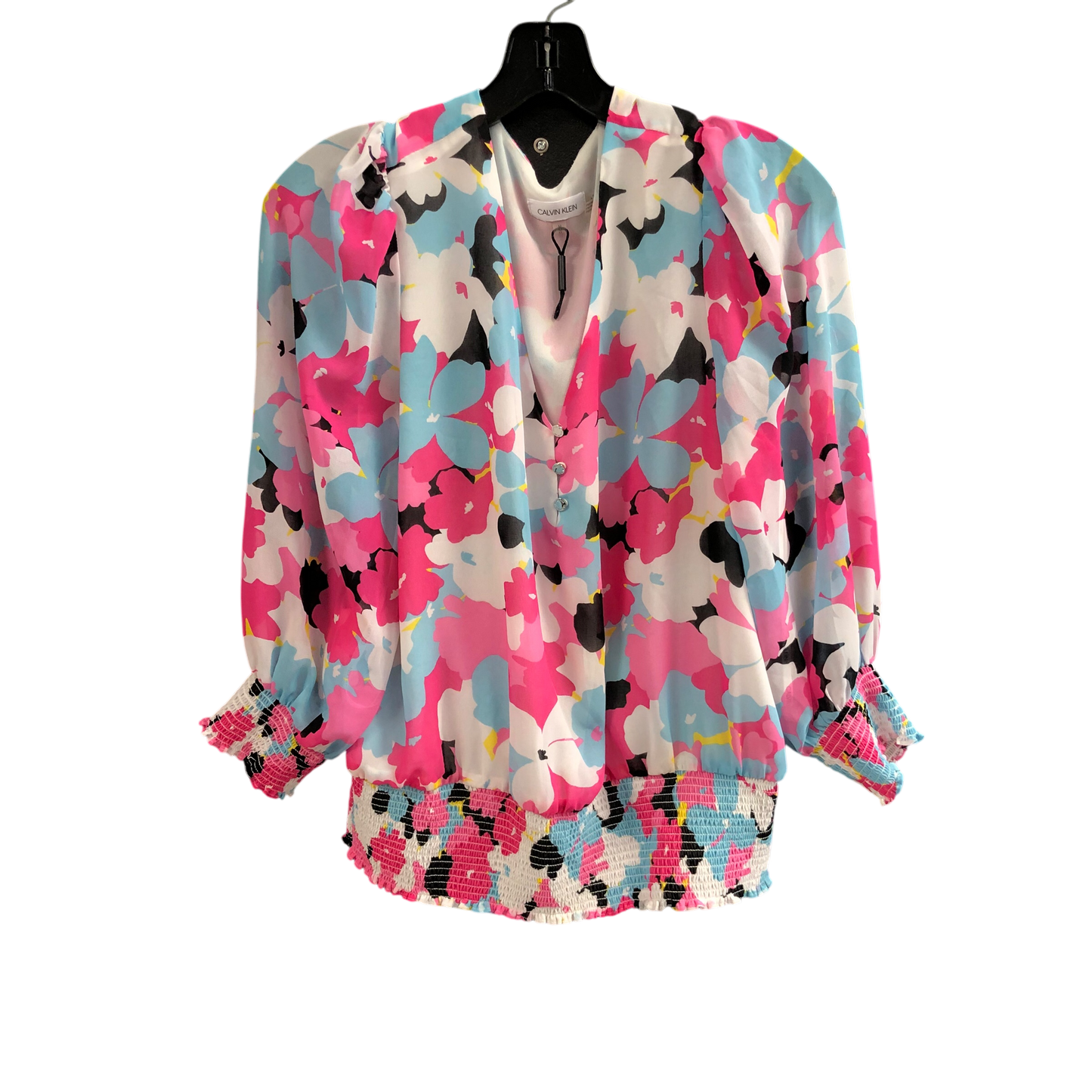 Top Long Sleeve By Calvin Klein In Floral Print, Size: M