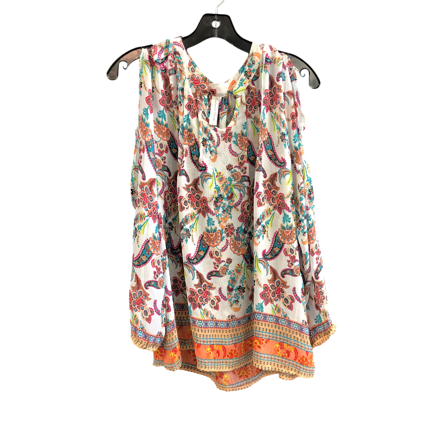 Top Long Sleeve By Perseption Concept In Paisley Print, Size: S