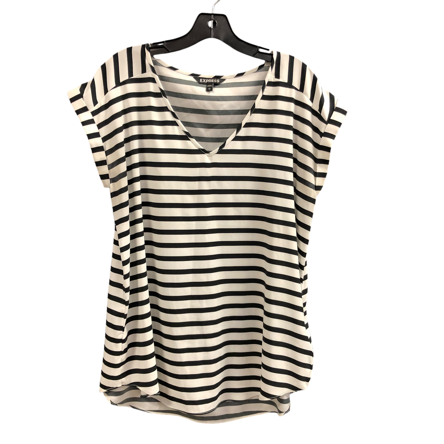 Top Short Sleeve By Express In Black & White, Size: L