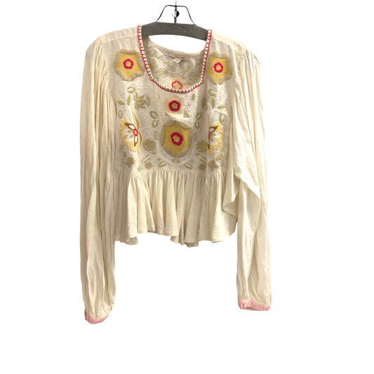 Top Long Sleeve By Free People In Cream, Size: M