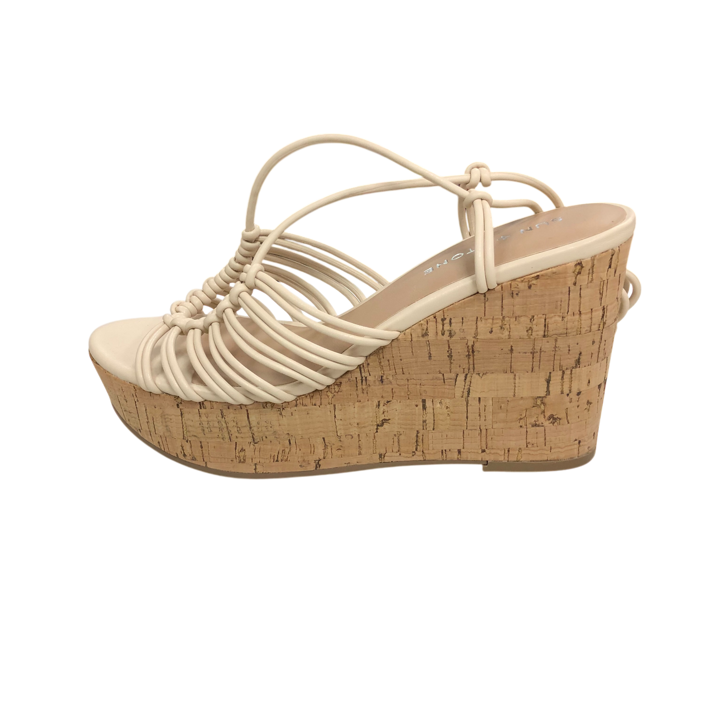 Sandals Heels Wedge By Clothes Mentor In Cream, Size: 6.5