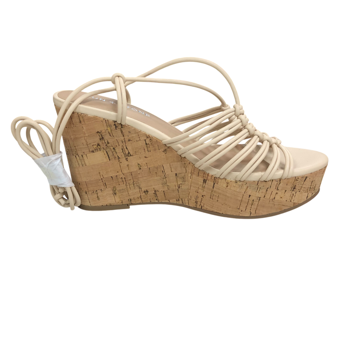 Sandals Heels Wedge By Clothes Mentor In Cream, Size: 6.5