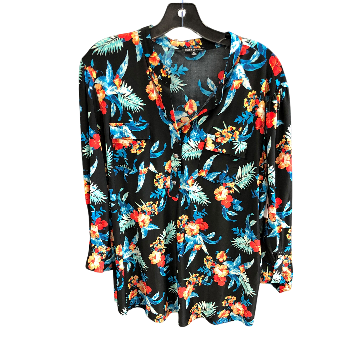 Top Long Sleeve By Ava & Grace In Floral Print, Size: Xl