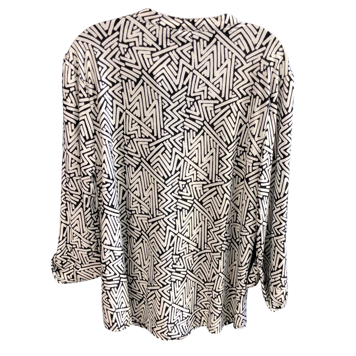 Top Long Sleeve By Ava & Grace In Black & White, Size: Xl