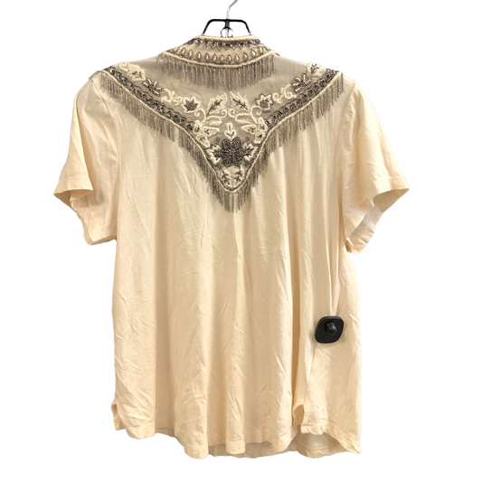 Beige Top Short Sleeve Designer Haute Hippie, Size M