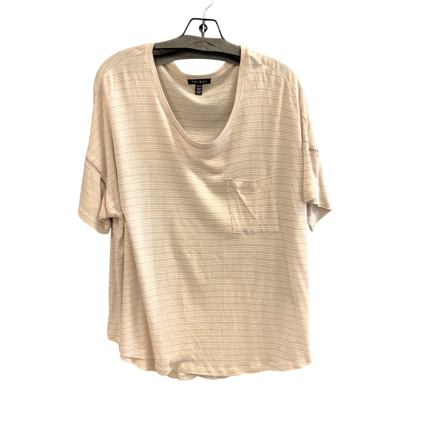 Top Short Sleeve By Tribal In Beige, Size: Xl