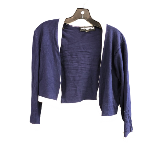 Cardigan Designer By Karl Lagerfeld In Blue, Size: L