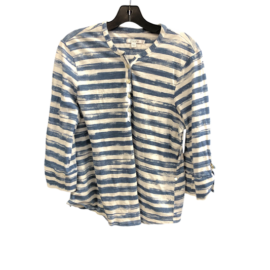 Top 3/4 Sleeve By Chicos In Striped Pattern, Size: Xl