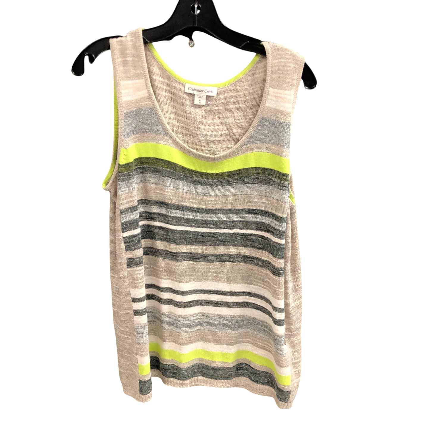 Top Sleeveless By Coldwater Creek In Green & Grey, Size: Xl