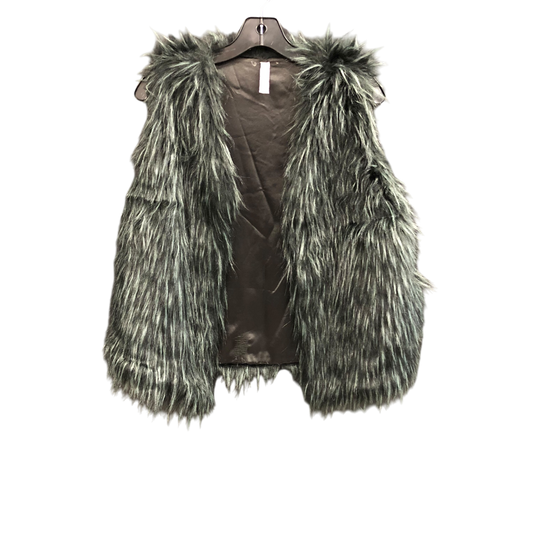 Vest Faux Fur & Sherpa By Alya In Black & Green, Size: S