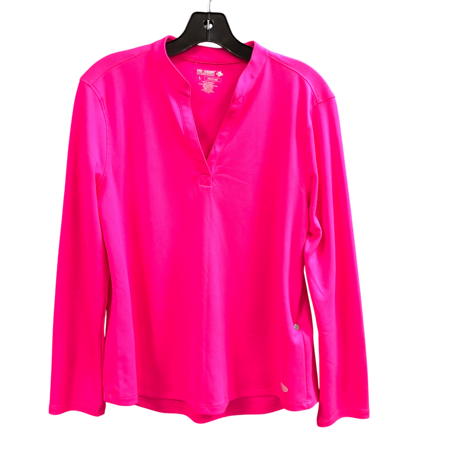 Athletic Top Long Sleeve Collar By Reel Legends In Pink, Size: L