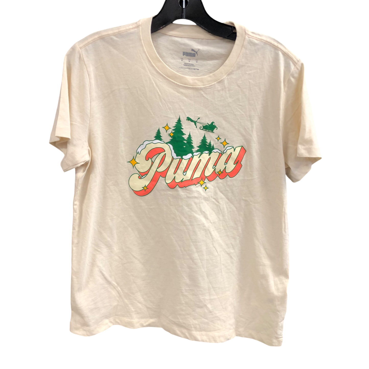 Top Short Sleeve By Puma In Cream, Size: M