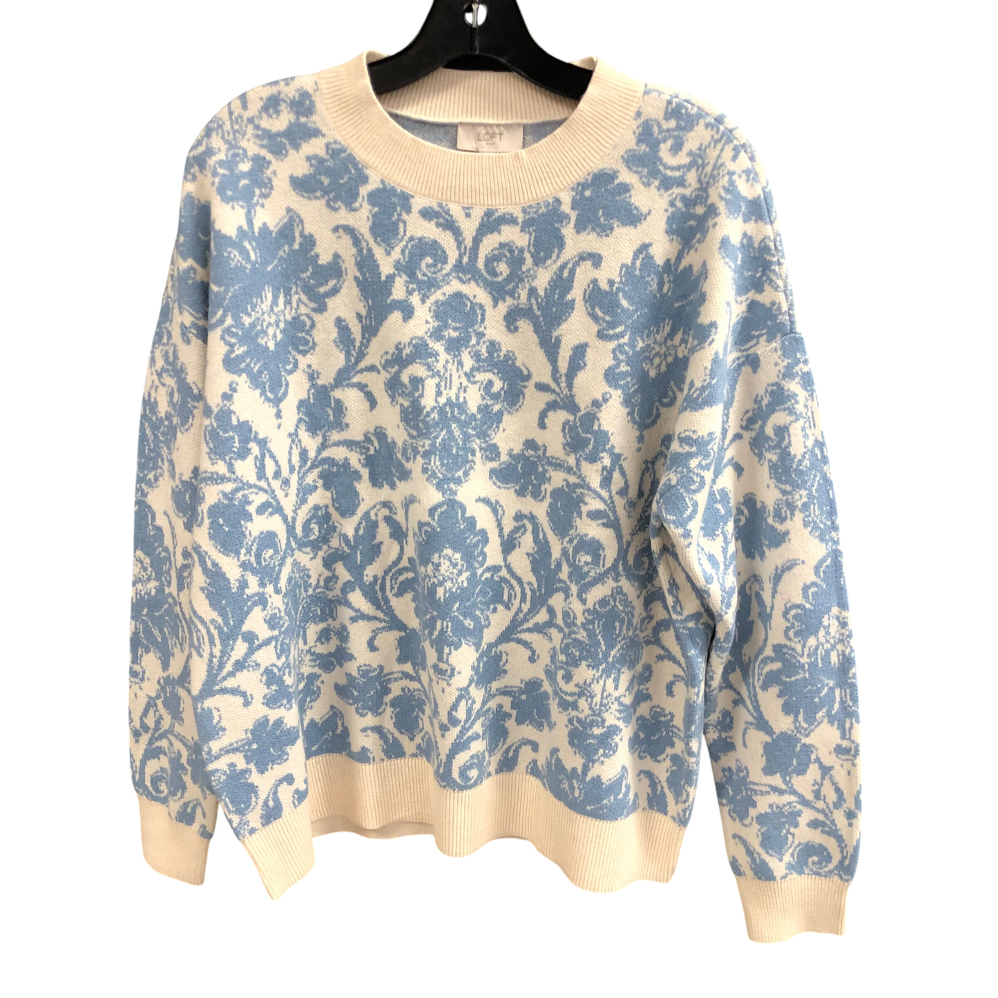 Sweater By Loft In Blue & Cream, Size: M