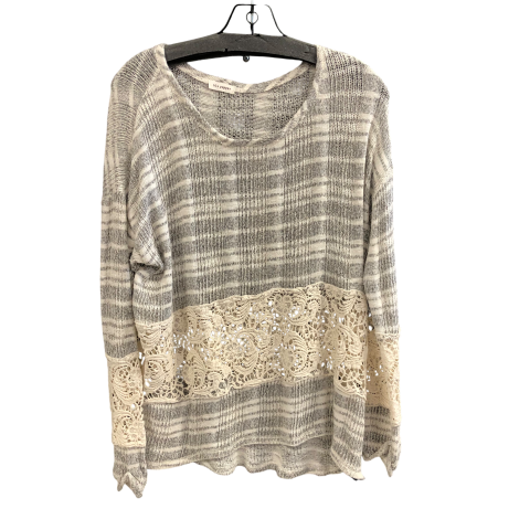 Top Long Sleeve By Blu Pepper In Grey, Size: L