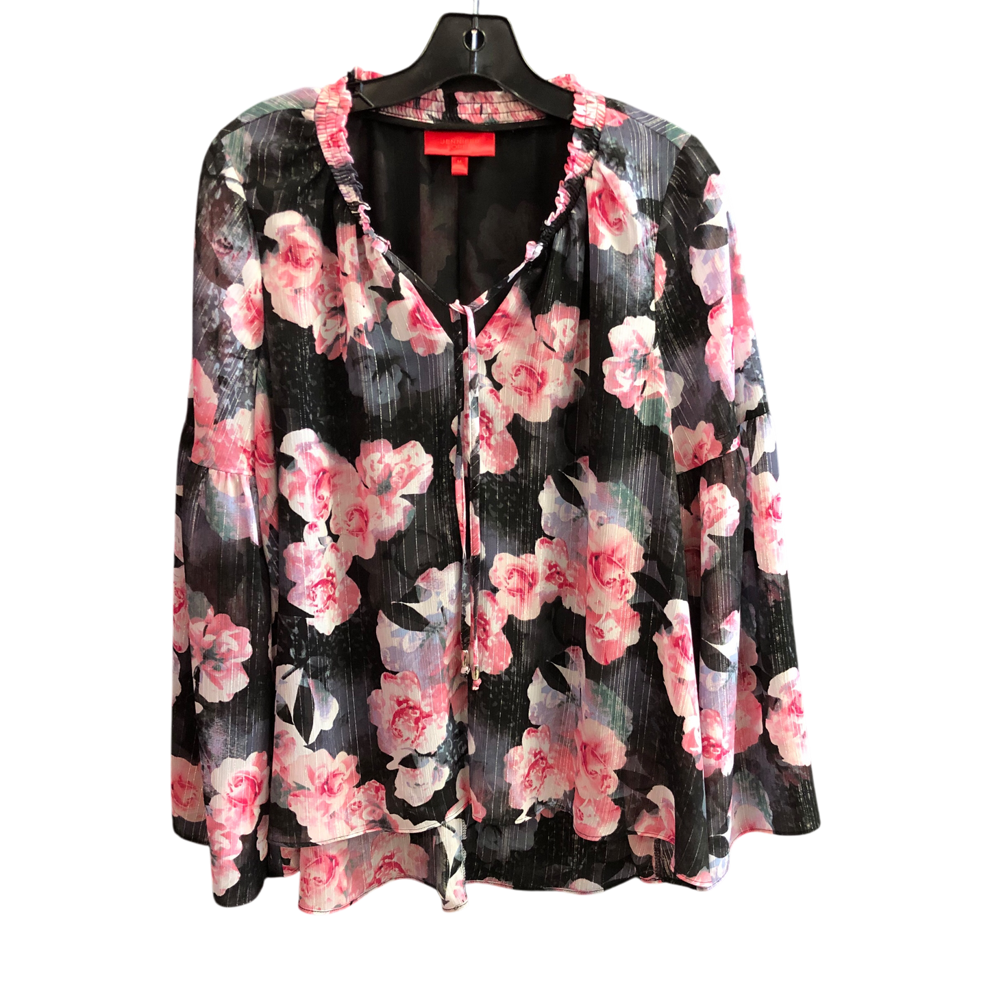 Top Long Sleeve By Jennifer Lopez In Black & Pink, Size: M