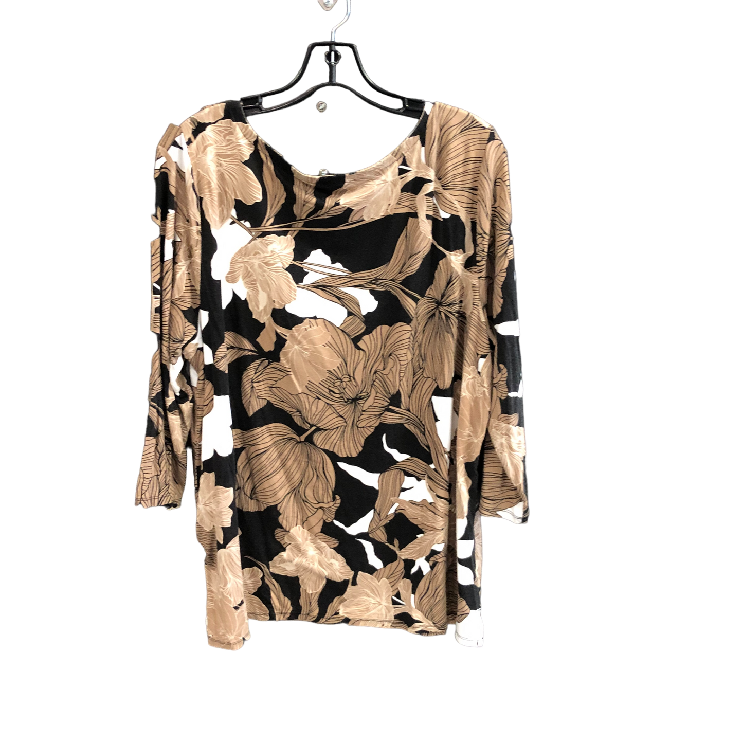 Black & Tan Top 3/4 Sleeve Chicos, Size Xl