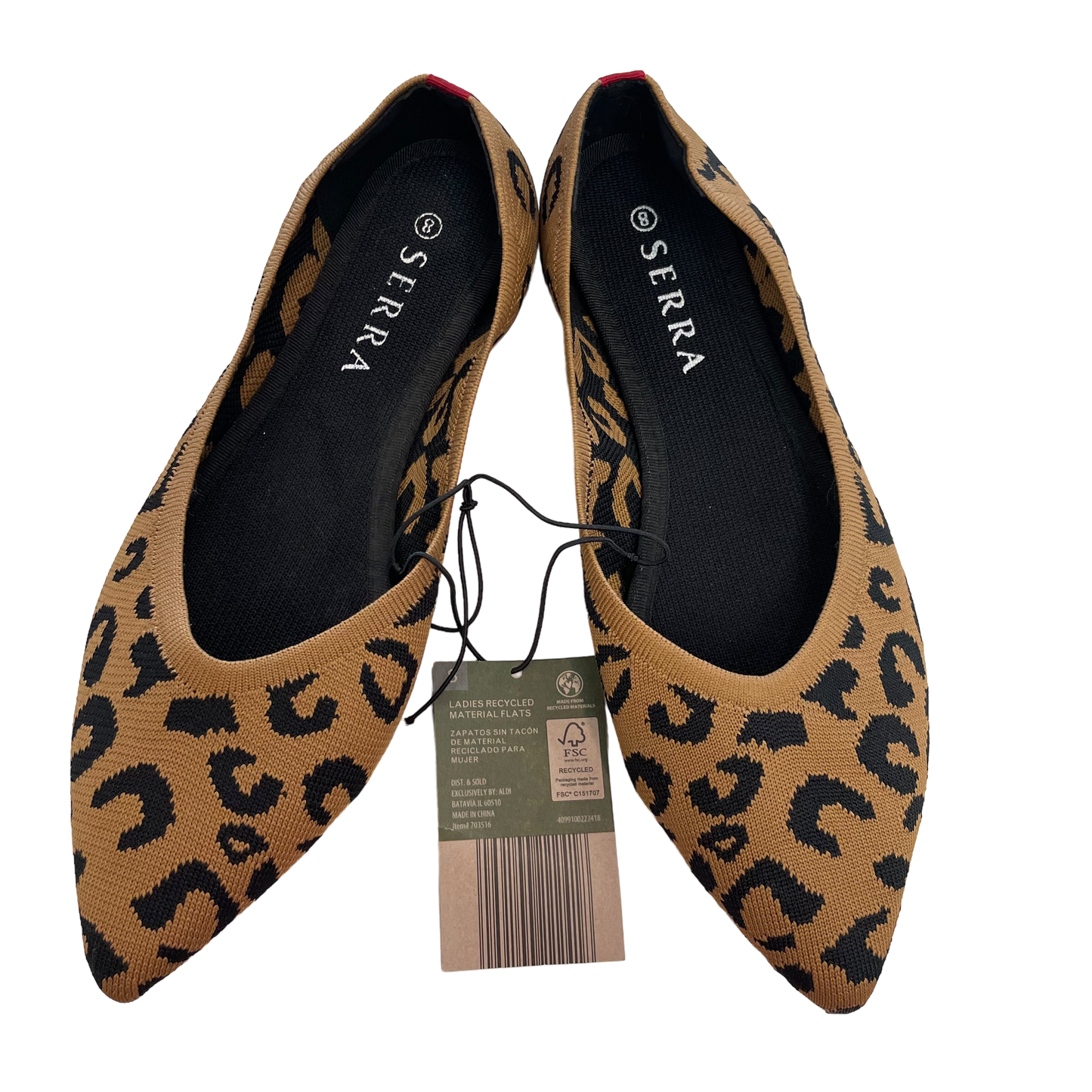 Animal Print Shoes Flats Serra, Size 8
