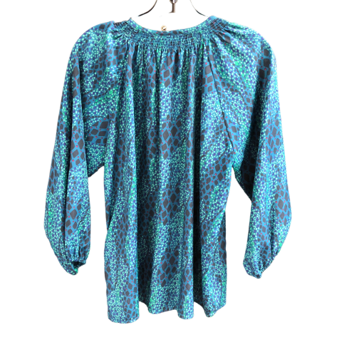 Blue Top Long Sleeve Tucker, Size M