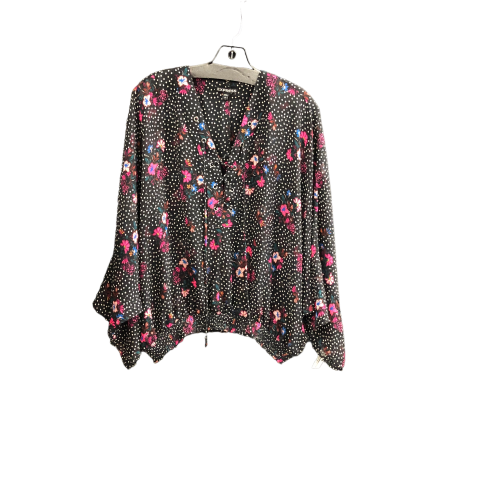 Top Long Sleeve By Express In Black & Pink, Size: L