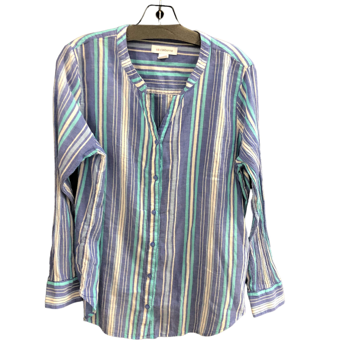 Top Long Sleeve By Liz Claiborne In Blue, Size: L