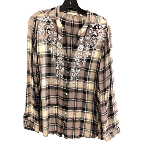 Top Long Sleeve By Soft Surroundings In Plaid Pattern, Size: L