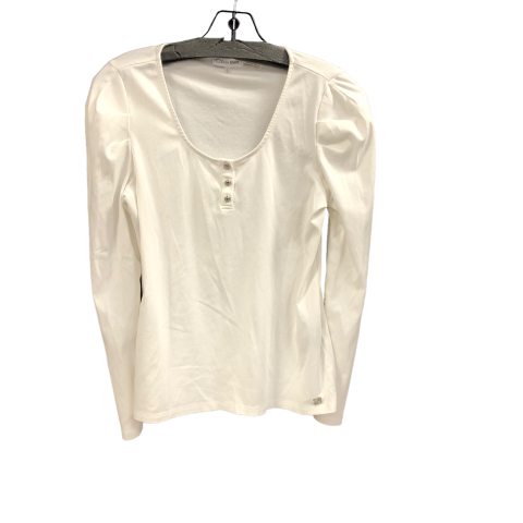 Top Long Sleeve By Calvin Klein In White, Size: S