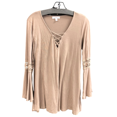 Top Long Sleeve By Cmc In Brown, Size: L