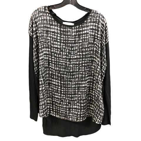 Top Long Sleeve By Michael By Michael Kors In Black & White, Size: Xl