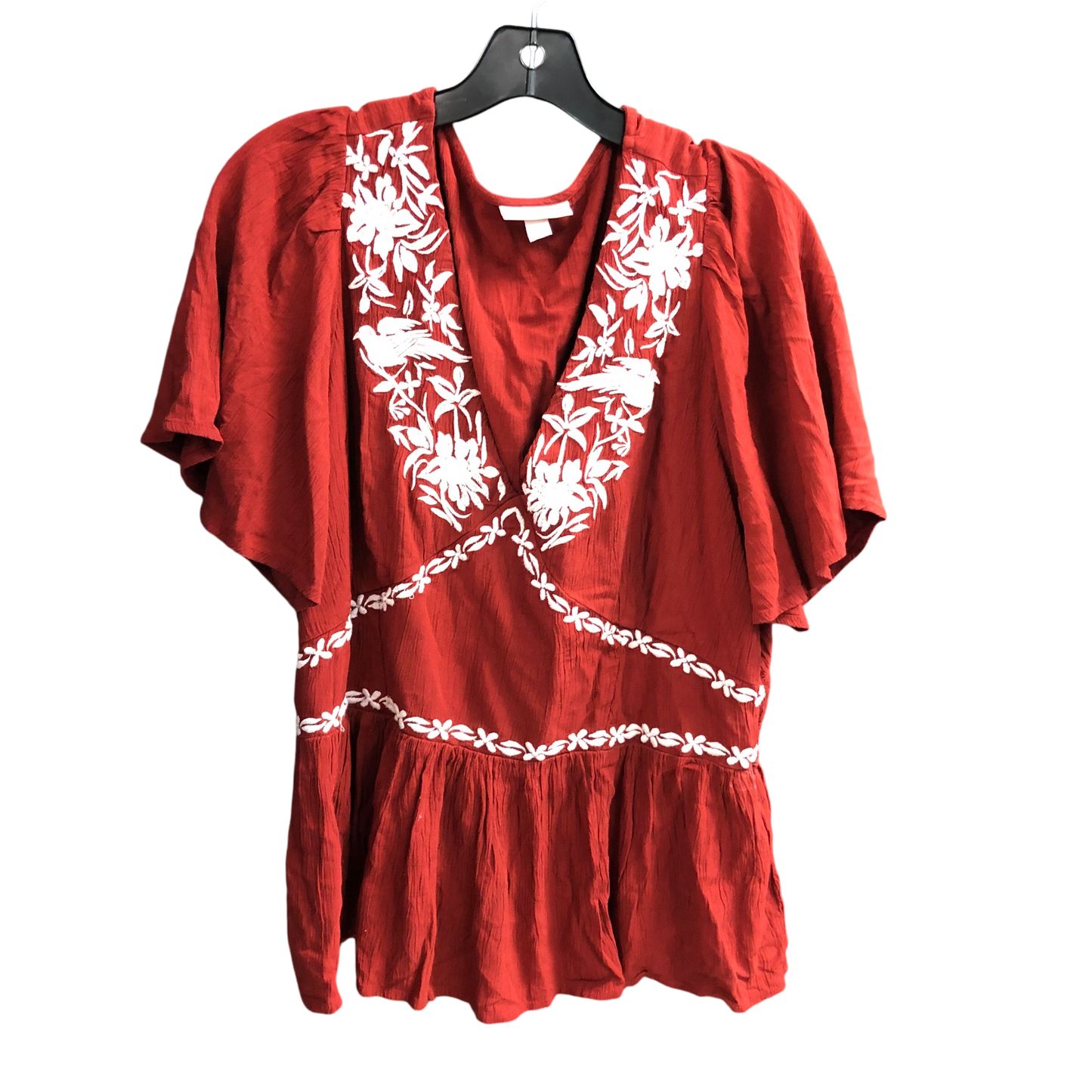 Top Short Sleeve By Knox Rose In Red & White, Size: Xl