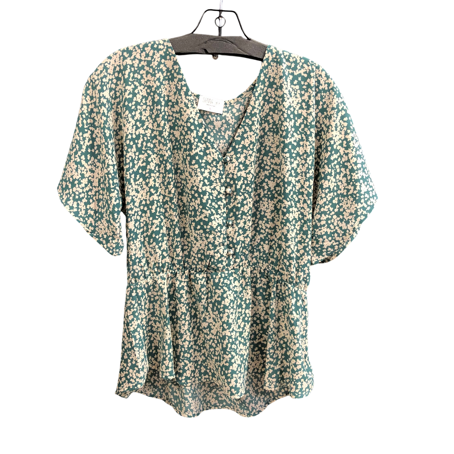 Top Short Sleeve By Sienna Sky In Cream & Green, Size: L