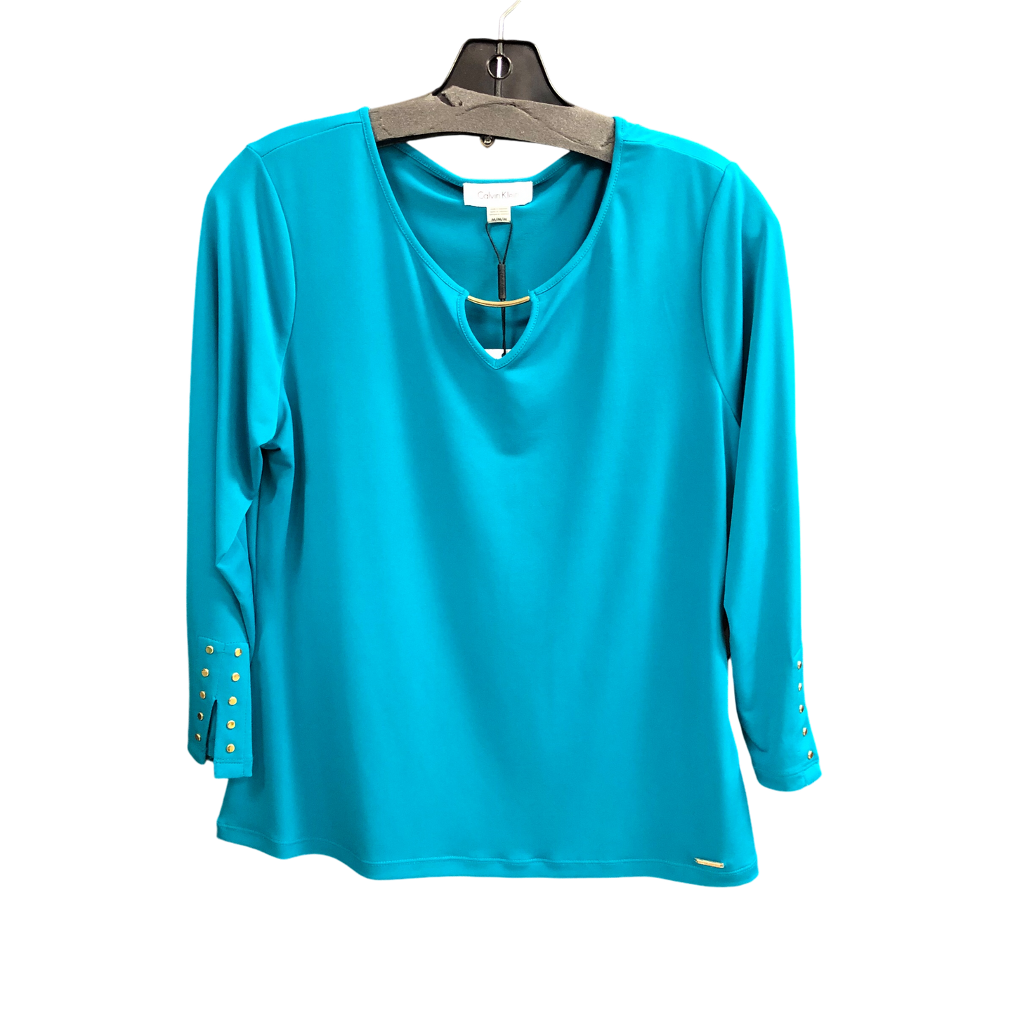 Top Long Sleeve By Calvin Klein In Teal, Size: M