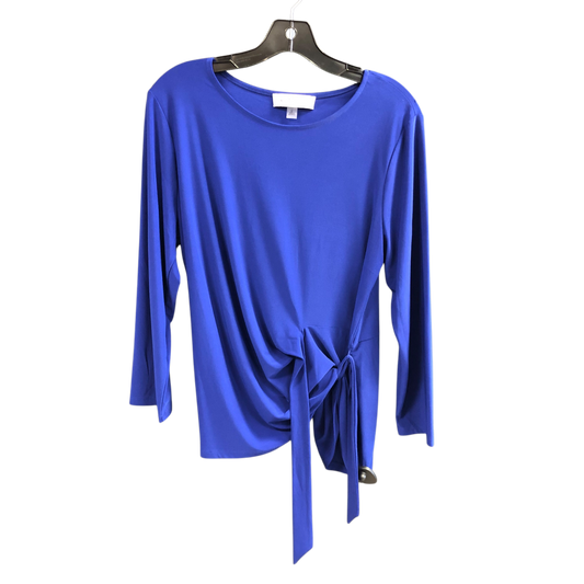 Top Long Sleeve By Kasper In Blue, Size: L