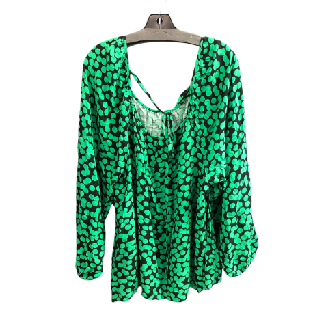 Top Long Sleeve By Ava & Viv In Black & Green, Size: 3x