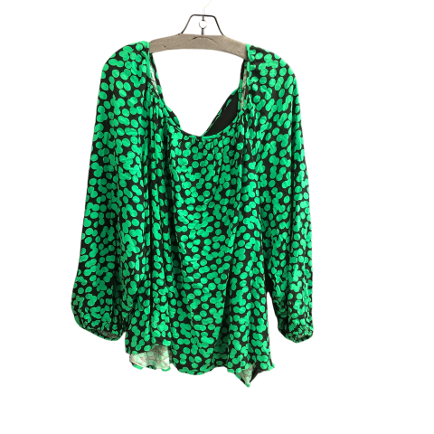 Top Long Sleeve By Ava & Viv In Black & Green, Size: 3x