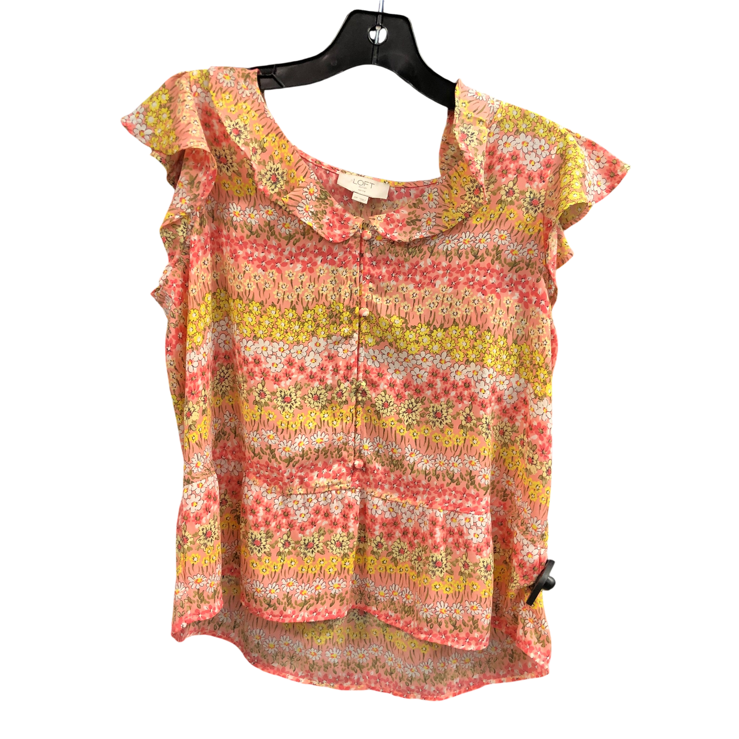 Top Sleeveless By Loft In Pink & Yellow, Size: S