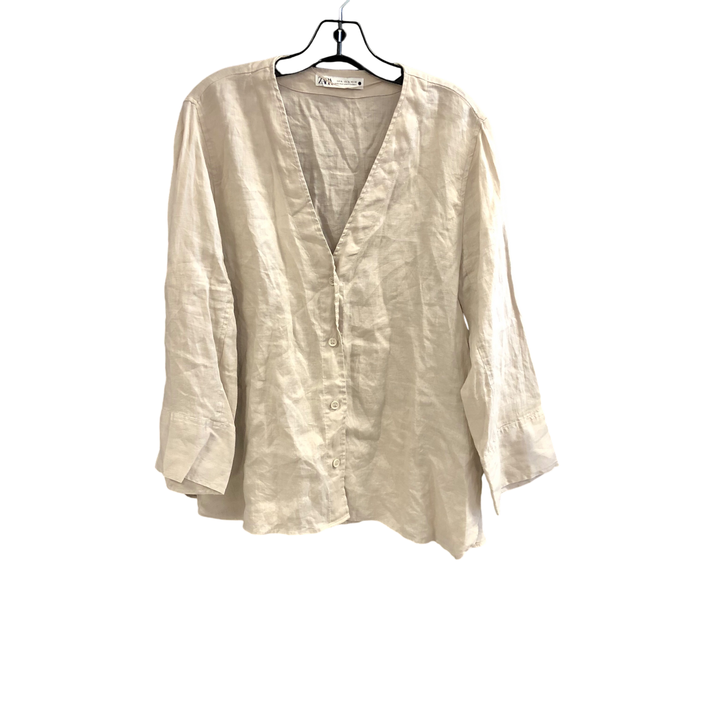 Top Long Sleeve By Zara In Beige, Size: Xl