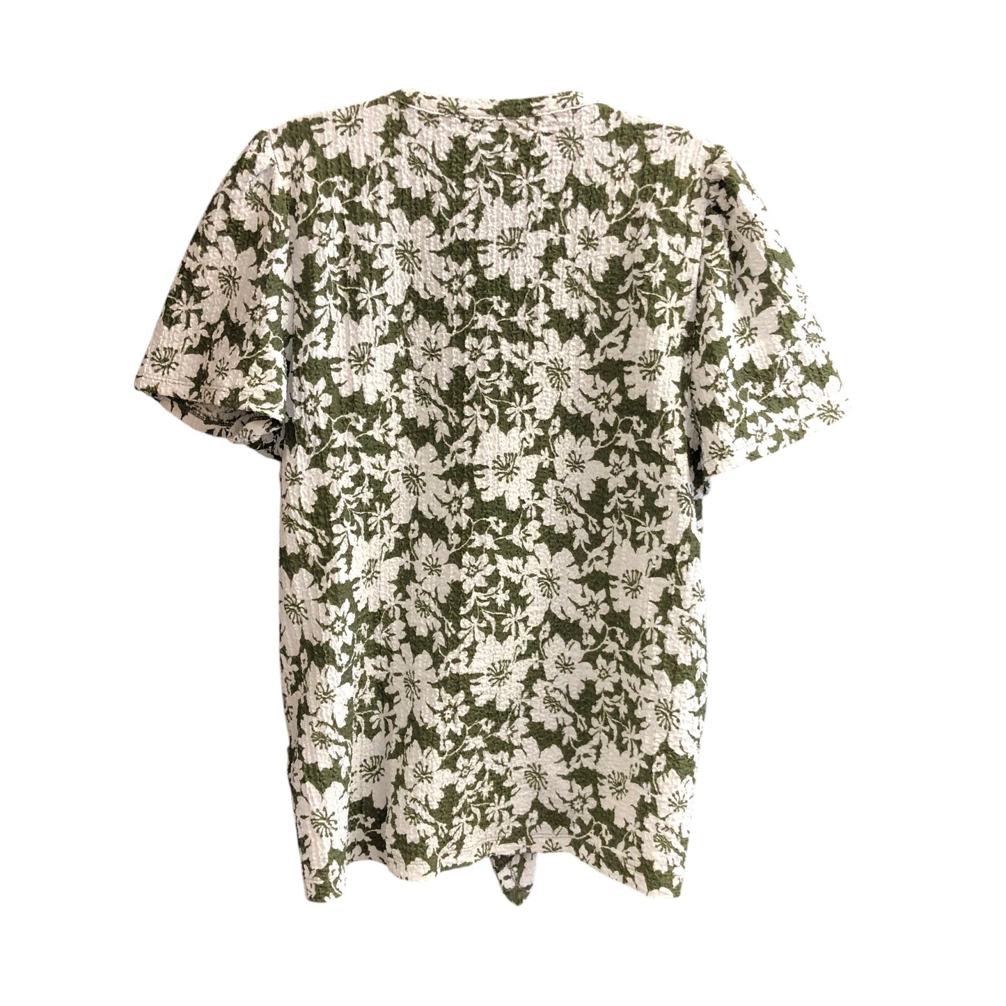 Top Short Sleeve By Loft In Green & White, Size: L