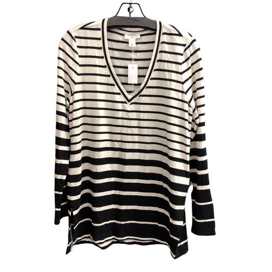 Top Long Sleeve By Loft In Black & White, Size: M