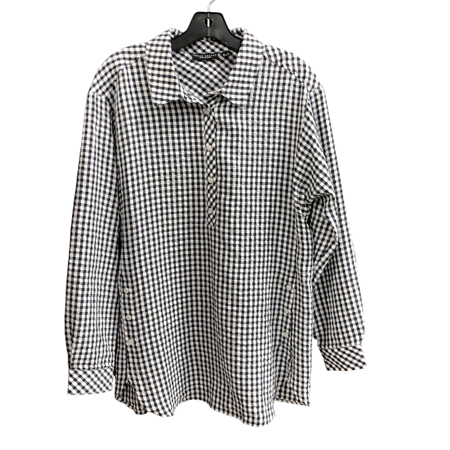 Top Long Sleeve By Susan Graver In Plaid Pattern, Size: M