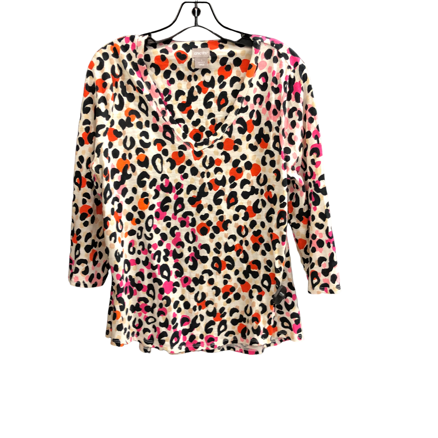 Top 3/4 Sleeve By Chicos In Animal Print, Size: M