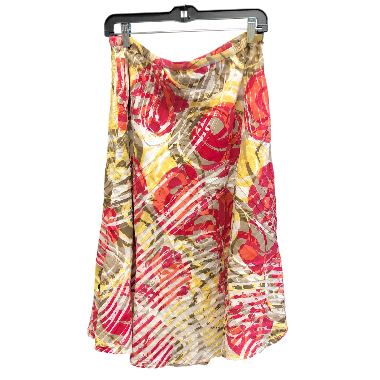 Skirt Midi By Chicos In Pink & Yellow, Size: M