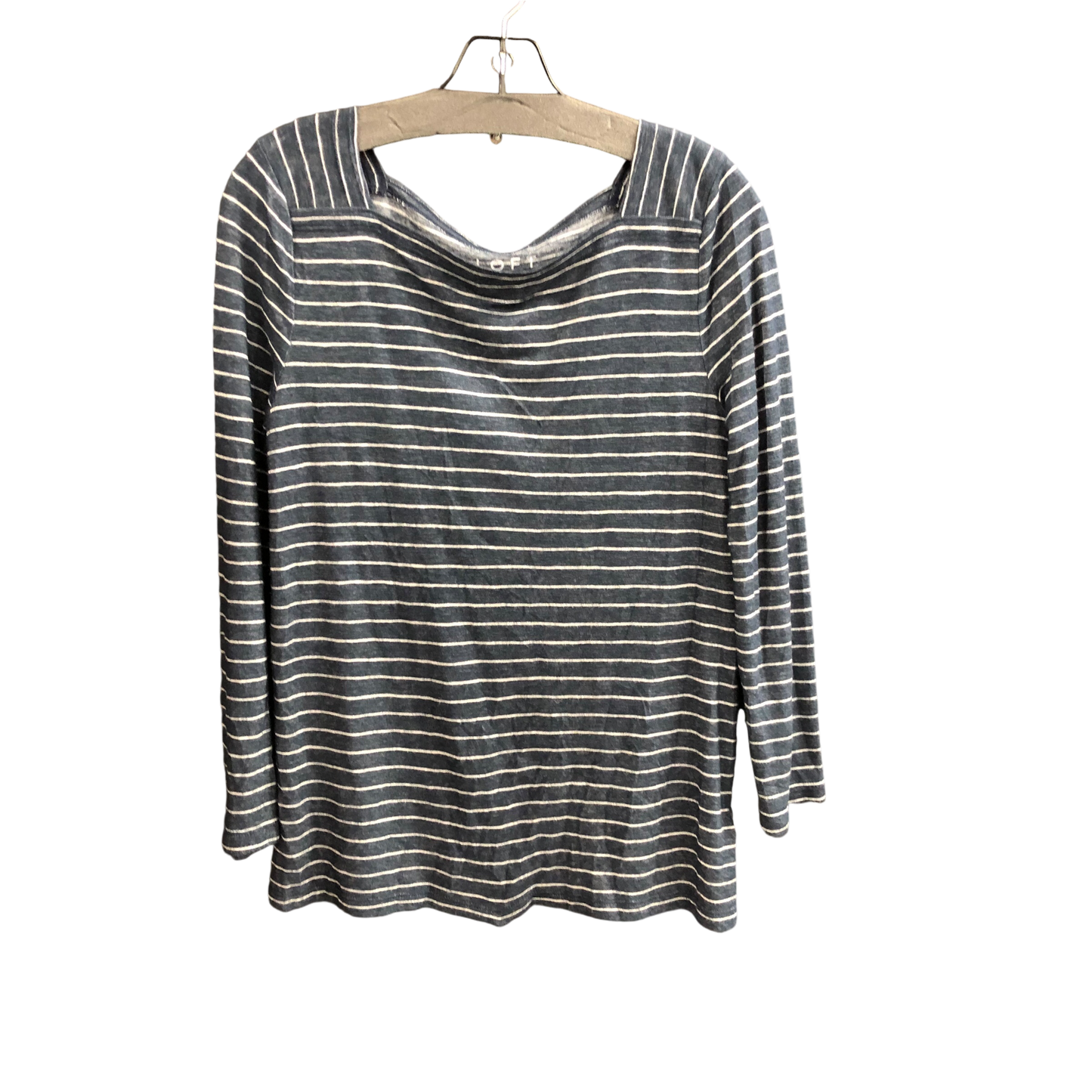 Top Long Sleeve By Loft In Blue & White, Size: M